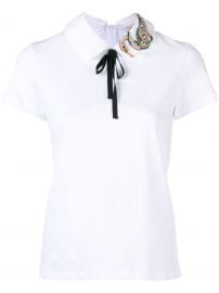 contrast neck tie T-shirt at Farfetch